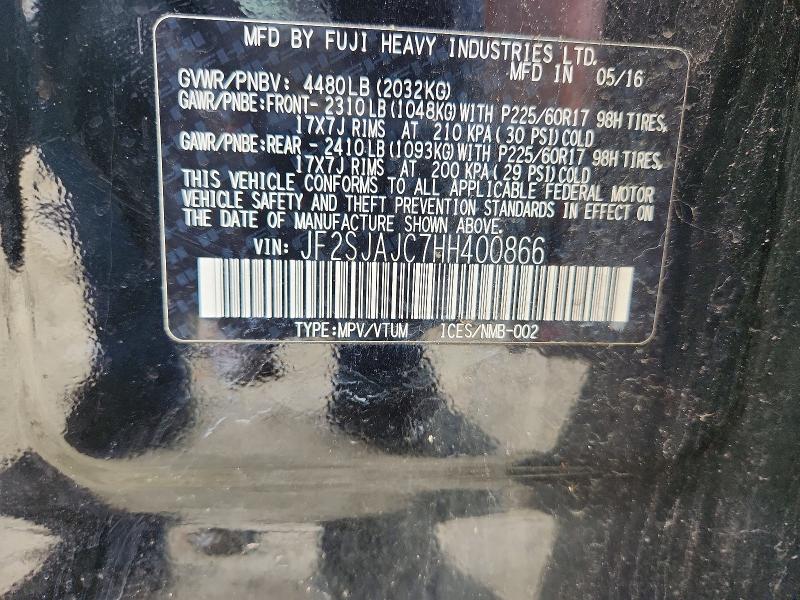 66656096 :رقم المزاد ، JF2SJAJC7HH400866 vin ، 2017 Subaru Forester مزاد بيع