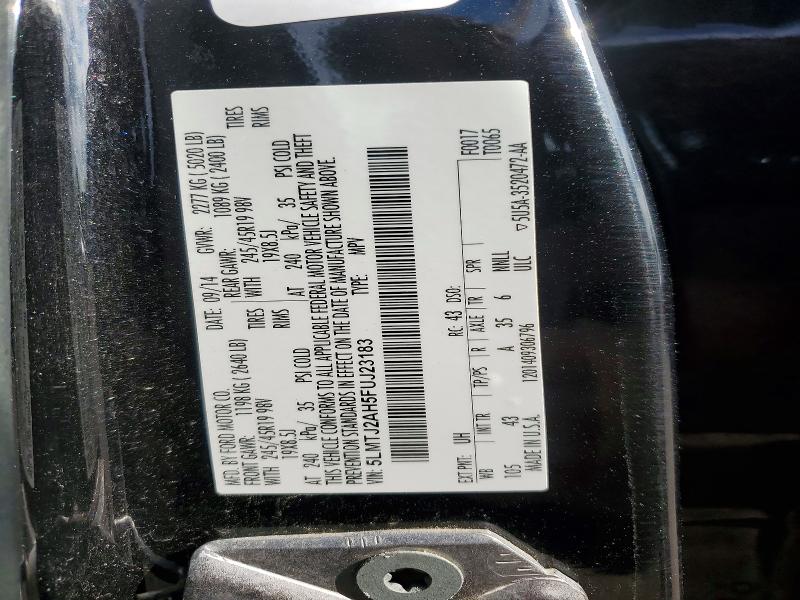 70702536 :رقم المزاد ، 5LMTJ2AH5FUJ23183 vin ، 2015 Lincoln Mkc مزاد بيع