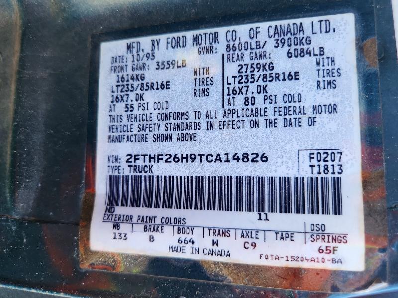 Продаж на аукціоні авто 1996 Ford F250, vin: 2FTHF26H9TCA14826, номер лоту: 67910576