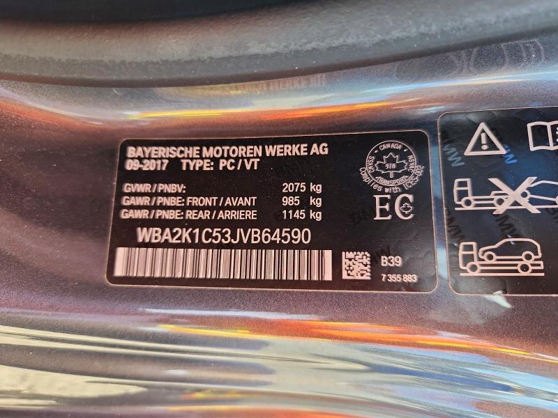 68827596 :رقم المزاد ، WBA2K1C53JVB64590 vin ، 2018 Bmw 230xi مزاد بيع