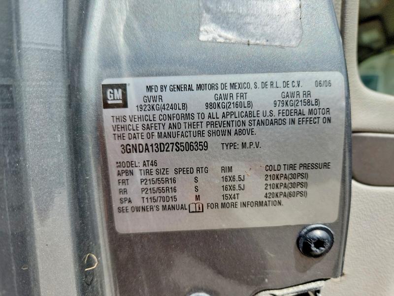 Aukcja sprzedaży 2007 Chevrolet Hhr, vin: 3GNDA13D27S506359, numer aukcji: 68585886