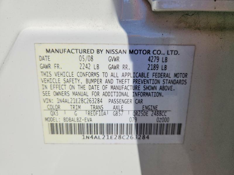 Продажа на аукционе авто 2008 Nissan Altima, vin: 1N4AL21E28C263284, номер лота: 67874586