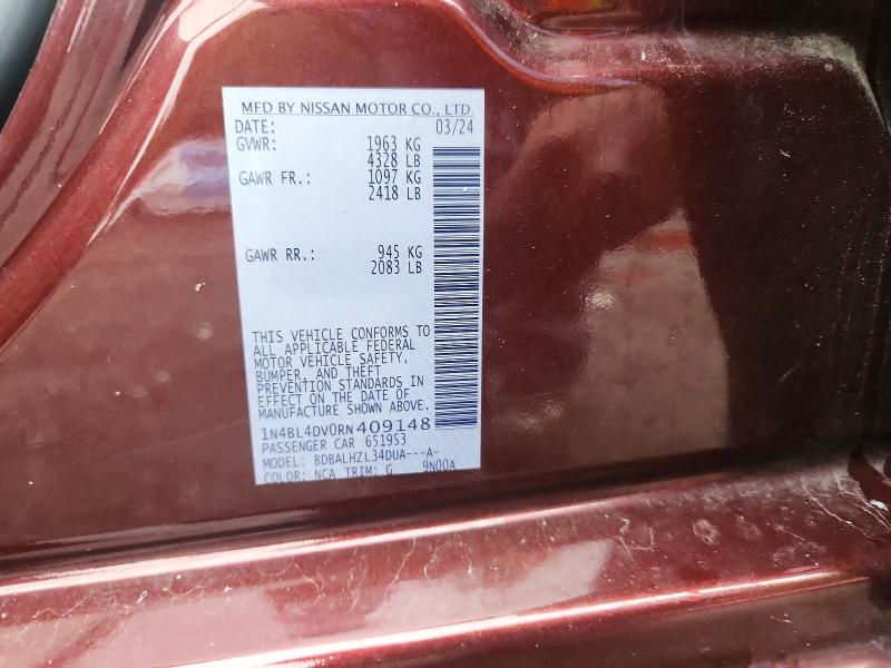 Продажа на аукционе авто 2024 Nissan Altima, vin: 1N4BL4DV0RN409148, номер лота: 70060456