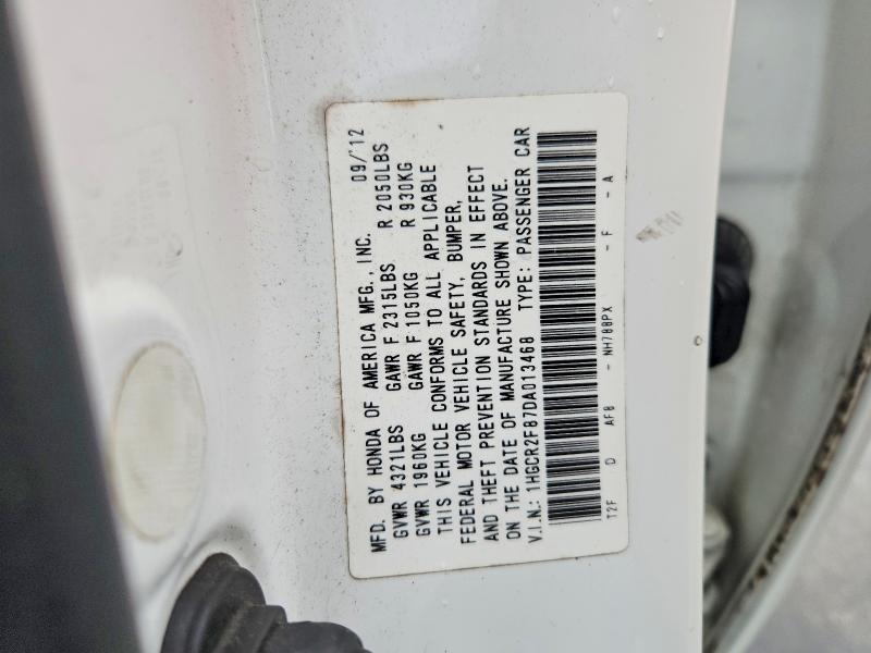 2013 Honda Accord მანქანა იყიდება აუქციონზე, vin: 1HGCR2F87DA013468, აუქციონის ნომერი: 69900676