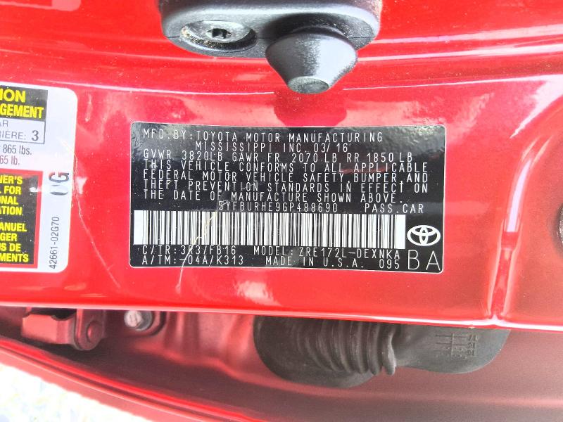 Продажа на аукционе авто 2016 Toyota Corolla, vin: 5YFBURHE9GP488690, номер лота: 68568586