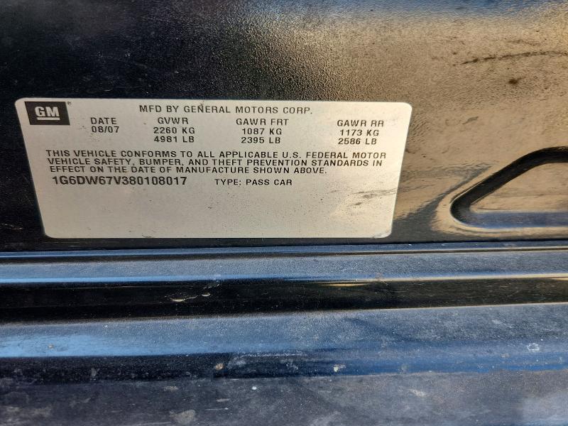 Продаж на аукціоні авто 2008 Cadillac Sts, vin: 1G6DW67V380108017, номер лоту: 70543506