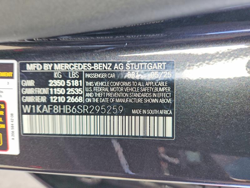65894146 :رقم المزاد ، W1KAF8HB6SR295259 vin ، 2025 Mercedes-benz C مزاد بيع