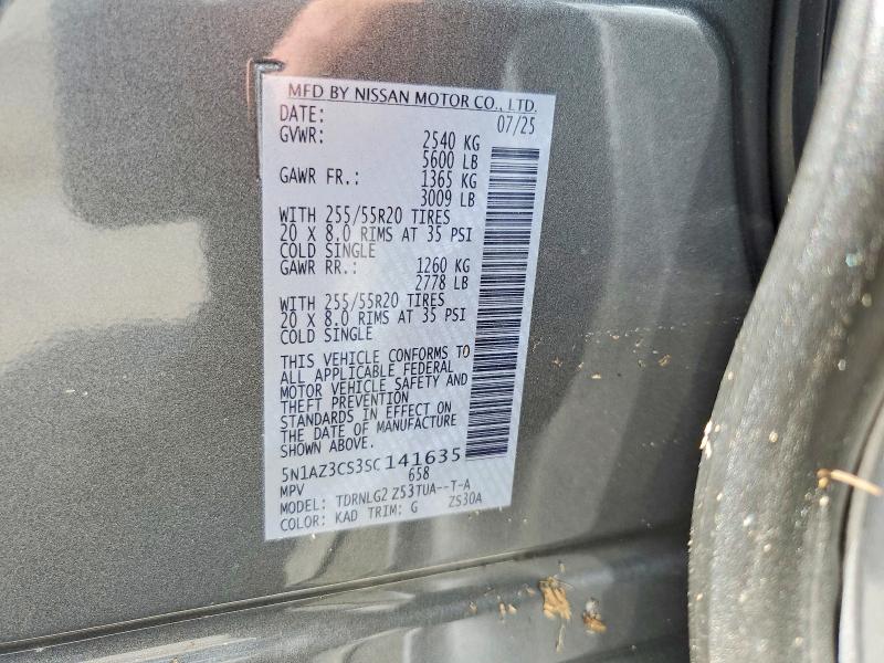 Продаж на аукціоні авто 2025 Nissan Murano, vin: 5N1AZ3CS3SC141635, номер лоту: 68664476