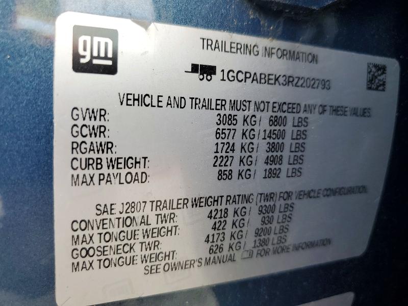 Aukcja sprzedaży 2024 Chevrolet Silverado, vin: 1GCPABEK3RZ202793, numer aukcji: 68567996