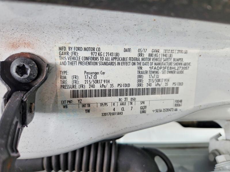 69928146 :رقم المزاد ، 1FADP3FE8HL273057 vin ، 2017 Ford Focus مزاد بيع