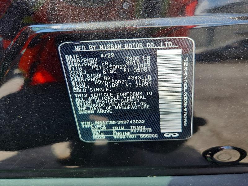 Продажа на аукционе авто 2022 Infiniti Qx80, vin: JN8AZ2BF2N9743032, номер лота: 70826266