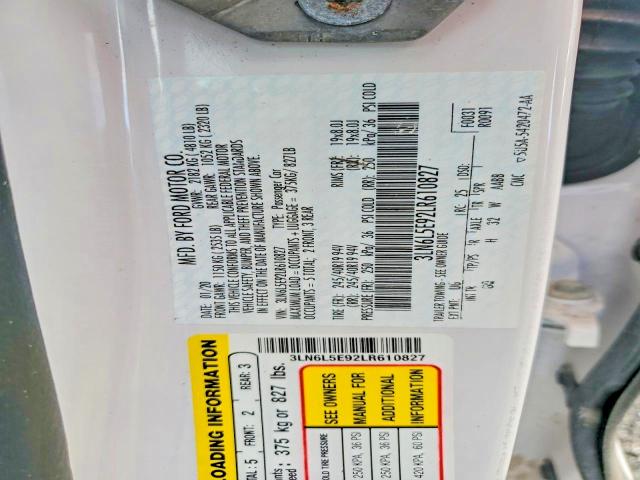 Aukcja sprzedaży 2020 Lincoln Mkz, vin: 3LN6L5E92LR610827, numer aukcji: 71113846