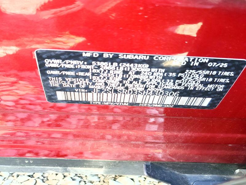 69104366 :رقم المزاد ، JF2SLSRD3SH430306 vin ، 2025 Subaru Forester مزاد بيع