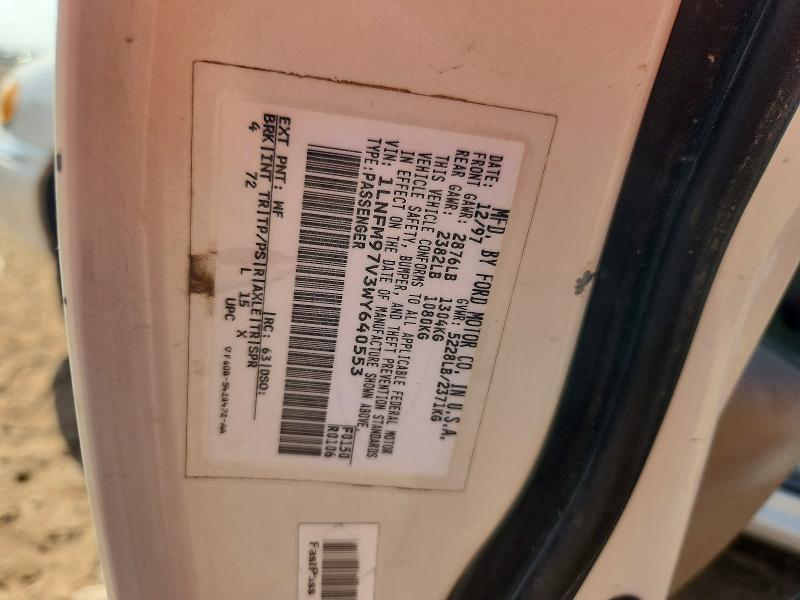 69390156 :رقم المزاد ، 1LNFM97V3WY640553 vin ، 1998 Lincoln Continental مزاد بيع