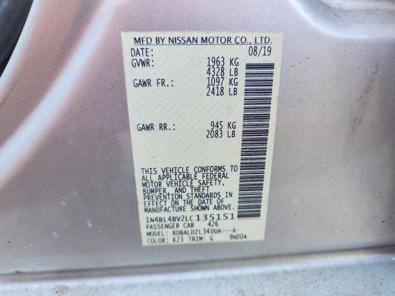 69786406 :رقم المزاد ، 1N4BL4BV2LC135151 vin ، 2020 Nissan Altima مزاد بيع