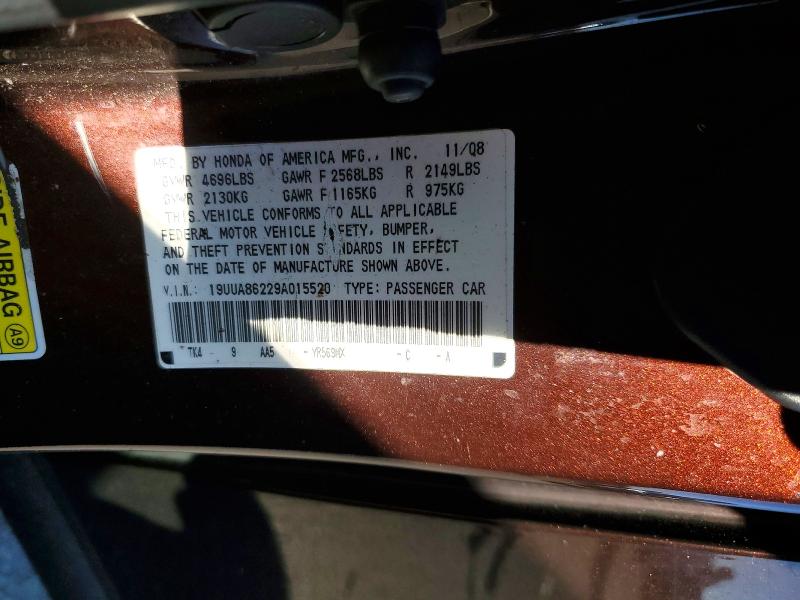 68412536 :رقم المزاد ، 19UUA86229A015520 vin ، 2009 Acura Tl مزاد بيع