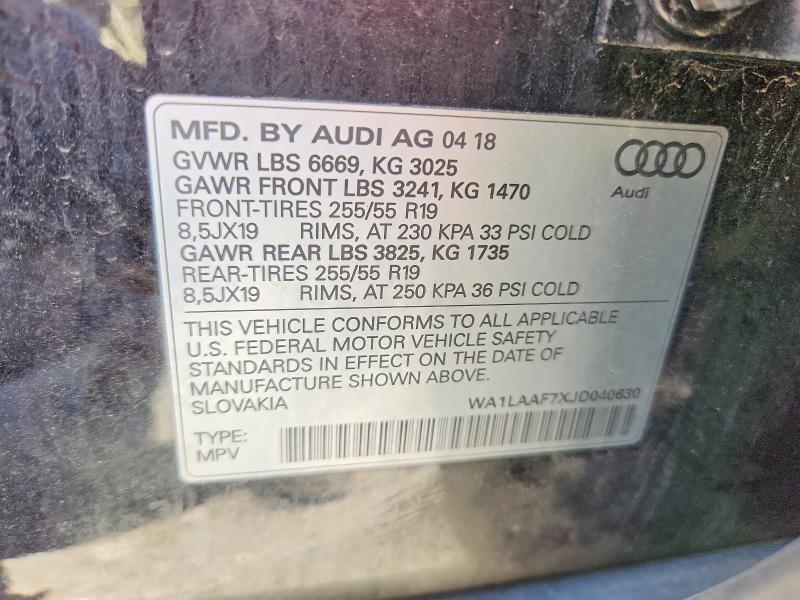 Aukcja sprzedaży 2018 Audi Q7, vin: WA1LAAF7XJD040630, numer aukcji: 67842886