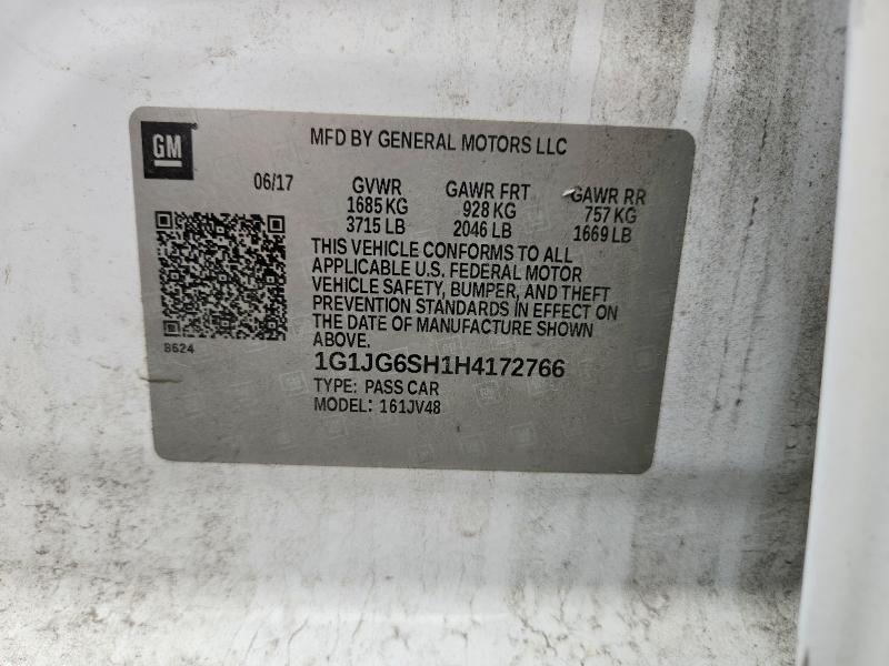 2017 Chevrolet Sonic მანქანა იყიდება აუქციონზე, vin: 1G1JG6SH1H4172766, აუქციონის ნომერი: 70476986