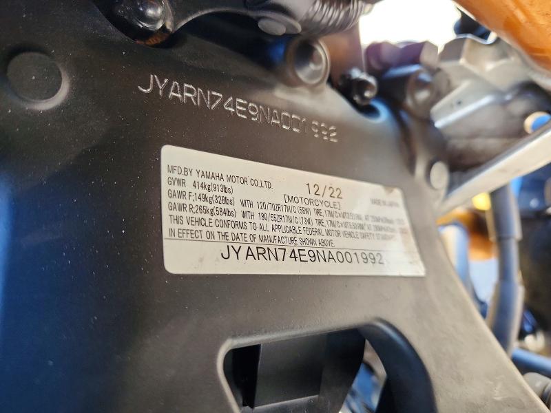 Продажа на аукционе авто 2022 Yamaha Mtt09, vin: JYARN74E9NA001992, номер лота: 67608246