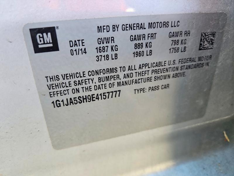 69627266 :رقم المزاد ، 1G1JA5SH9E4157777 vin ، 2014 Chevrolet Sonic مزاد بيع