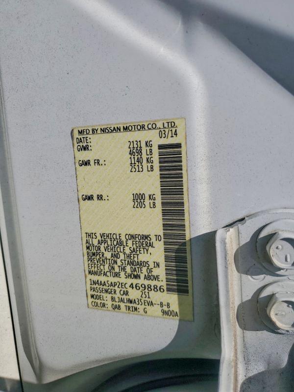 Продажа на аукционе авто 2014 Nissan Maxima, vin: 1N4AA5AP2EC469886, номер лота: 67601166