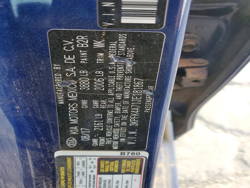 67651336 :رقم المزاد ، 3KPFK4A71JE181867 vin ، 2018 Kia Forte مزاد بيع