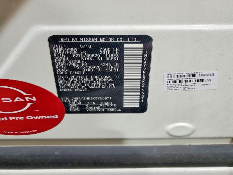 Продажа на аукционе авто 2019 Nissan Armada, vin: JN8AY2NE3K9755871, номер лота: 67443406
