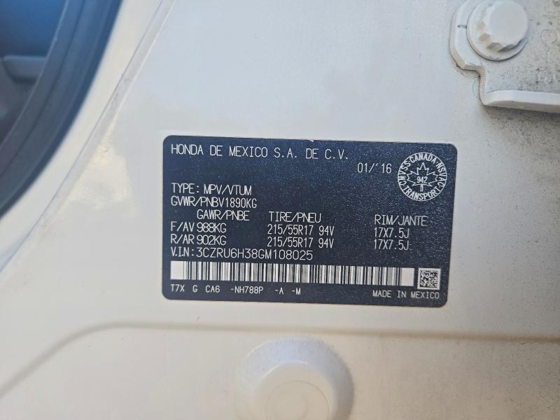 Aukcja sprzedaży 2016 Honda Hr-v, vin: 3CZRU6H38GM108025, numer aukcji: 65645676