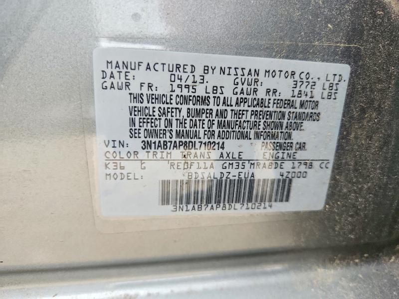 Продаж на аукціоні авто 2013 Nissan Sentra, vin: 3N1AB7AP8DL710214, номер лоту: 69593336