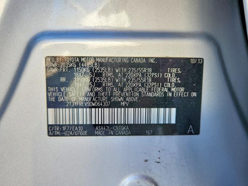 67379456 :رقم المزاد ، 2T3YFREV9DW064307 vin ، 2013 Toyota Rav4 مزاد بيع