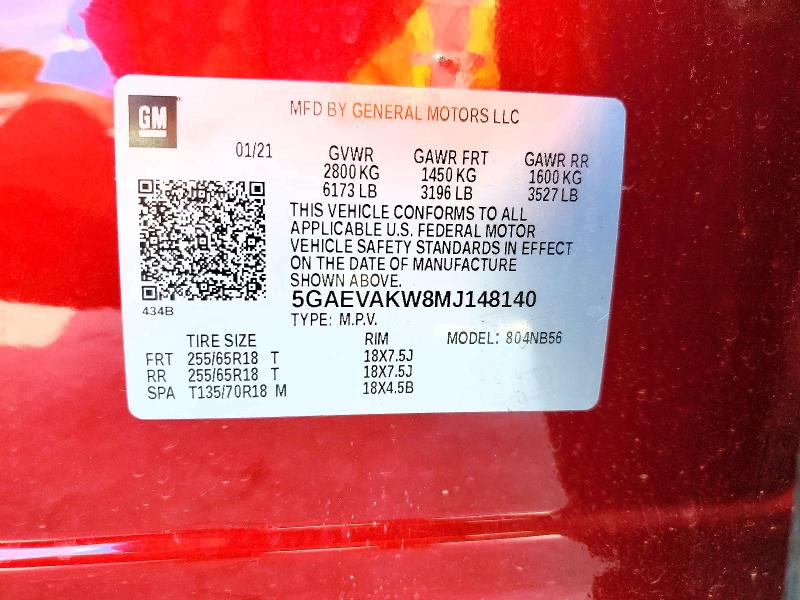 Продаж на аукціоні авто 2021 Buick Enclave, vin: 5GAEVAKW8MJ148140, номер лоту: 68195326