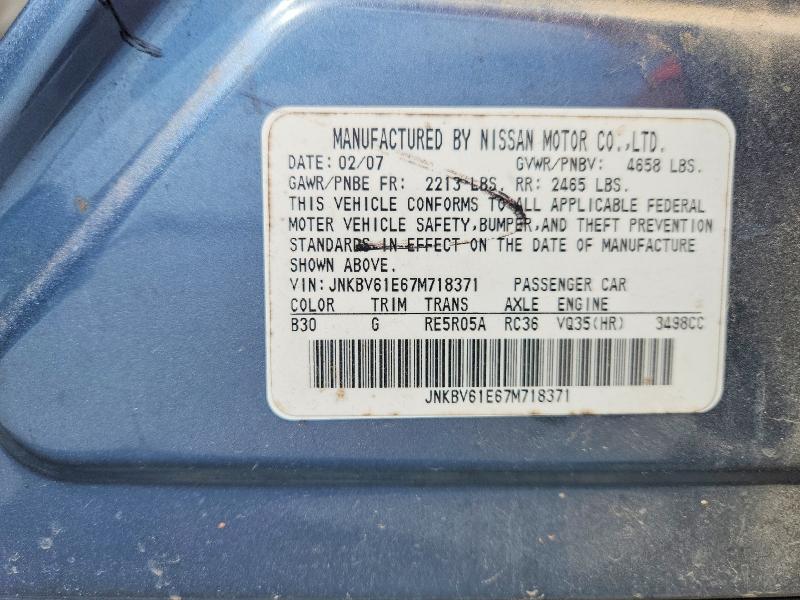 67623296 :رقم المزاد ، JNKBV61E67M718371 vin ، 2007 Infiniti G35 مزاد بيع