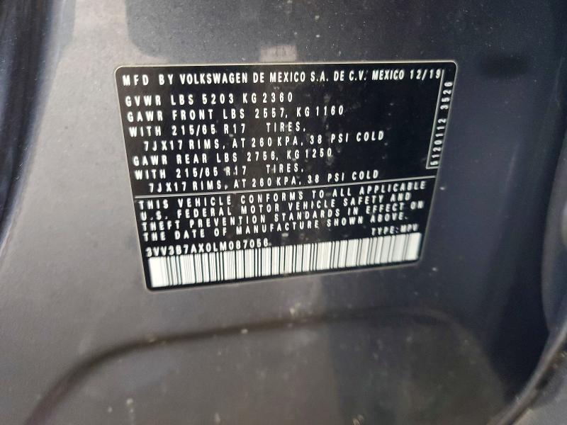 66050606 :رقم المزاد ، 3VV3B7AX0LM087056 vin ، 2020 Volkswagen Tiguan مزاد بيع