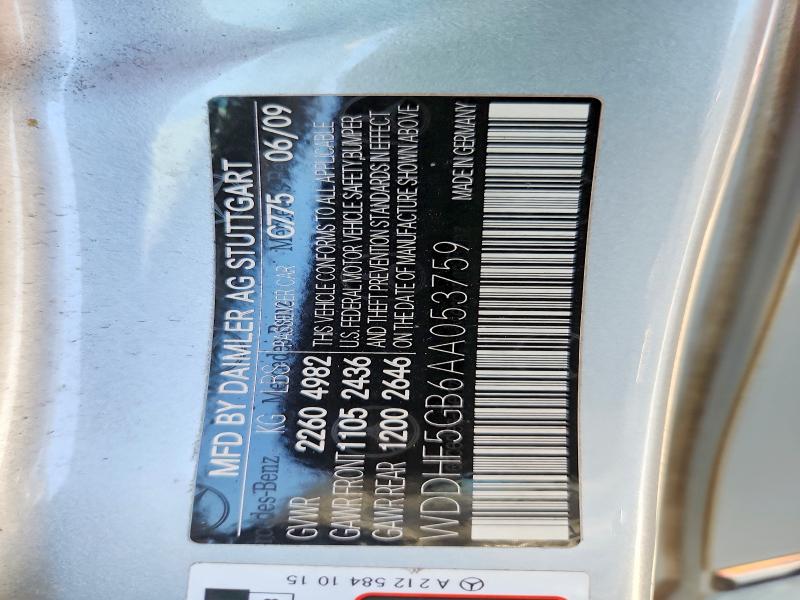 68822586 :رقم المزاد ، WDDHF5GB6AA053759 vin ، 2010 Mercedes-benz E مزاد بيع