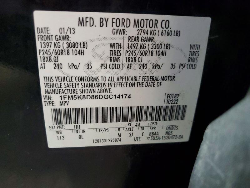 Aukcja sprzedaży 2013 Ford Explorer, vin: 1FM5K8D86DGC14174, numer aukcji: 68911866