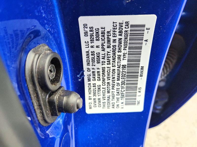Aukcja sprzedaży 2020 Honda Civic, vin: 19XFC1F30LE023198, numer aukcji: 68252776