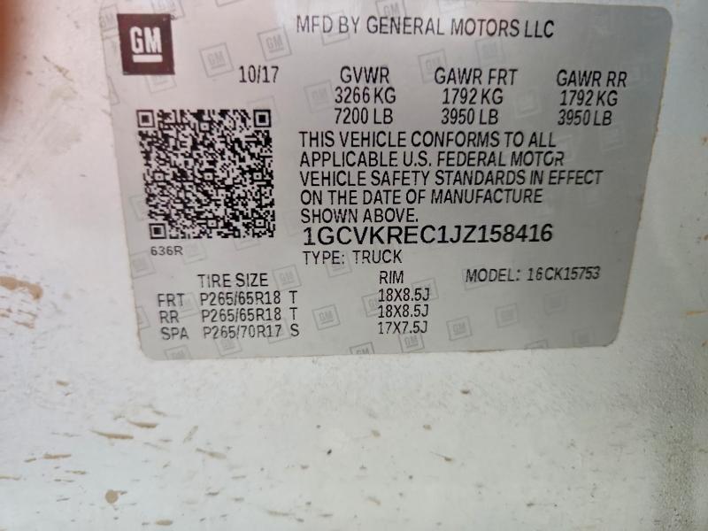 2018 Chevrolet Silverado მანქანა იყიდება აუქციონზე, vin: 1GCVKREC1JZ158416, აუქციონის ნომერი: 67842756