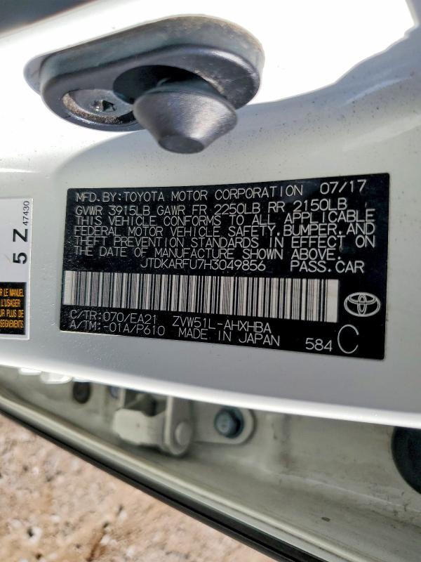 Продажа на аукционе авто 2017 Toyota Prius, vin: JTDKARFU7H3049856, номер лота: 68235586