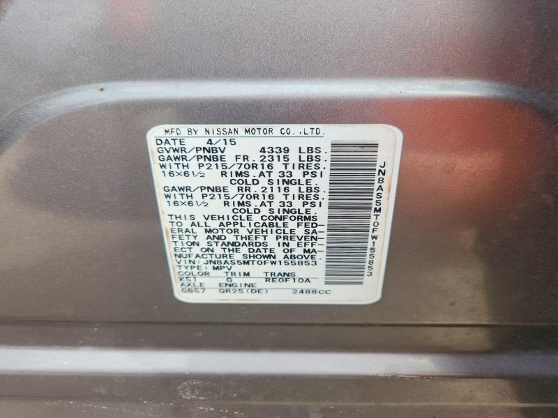 Aukcja sprzedaży 2015 Nissan Rogue Select, vin: JN8AS5MT0FW155853, numer aukcji: 68514326