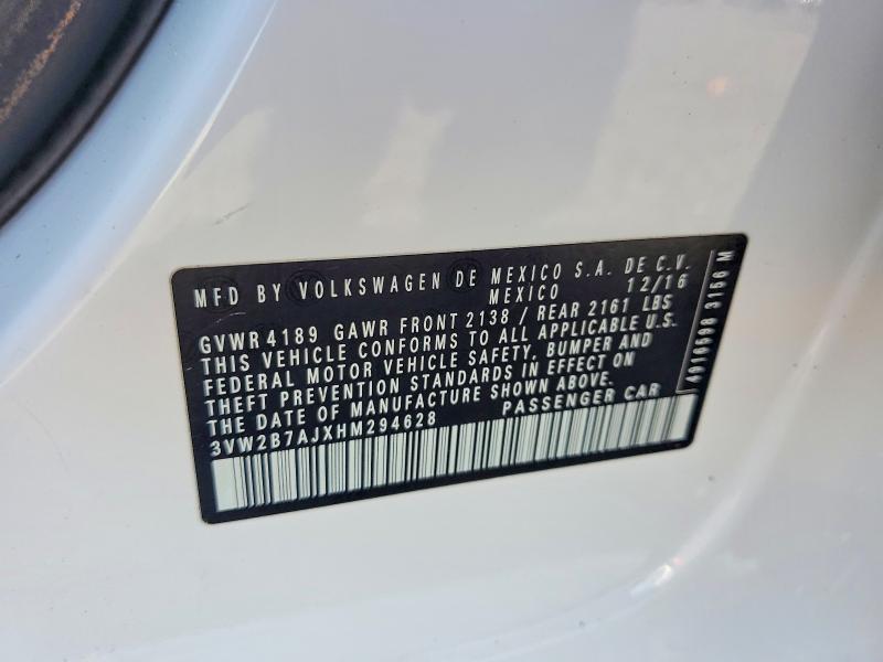 2017 Volkswagen Jetta მანქანა იყიდება აუქციონზე, vin: 3VW2B7AJXHM294628, აუქციონის ნომერი: 68338346