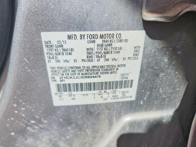 Продаж на аукціоні авто 2013 Ford Edge, vin: 2FMDK3JC3DBB94416, номер лоту: 69635286