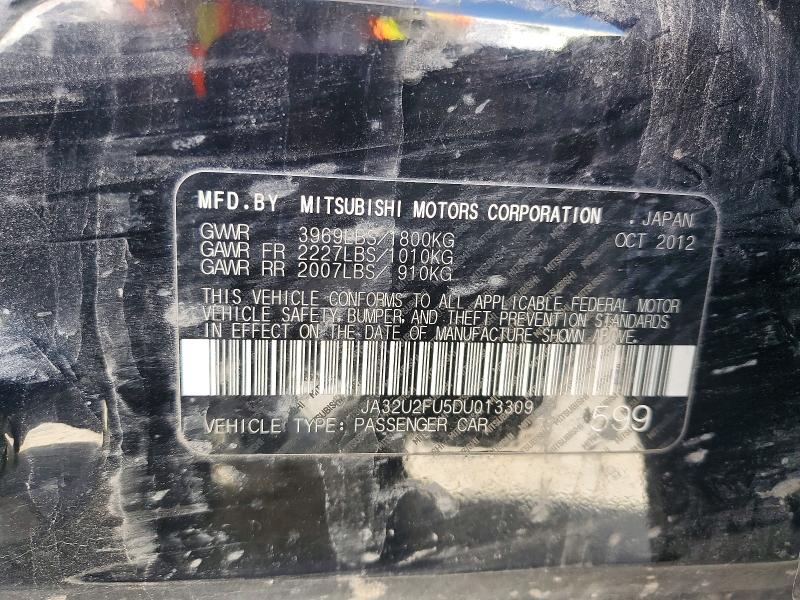 Aukcja sprzedaży 2013 Mitsubishi Lancer, vin: JA32U2FU5DU013309, numer aukcji: 61077276