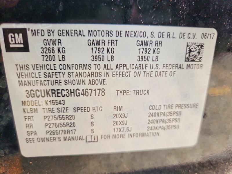 Продажа на аукционе авто 2017 Chevrolet Silverado, vin: 3GCUKREC3HG467178, номер лота: 68560626