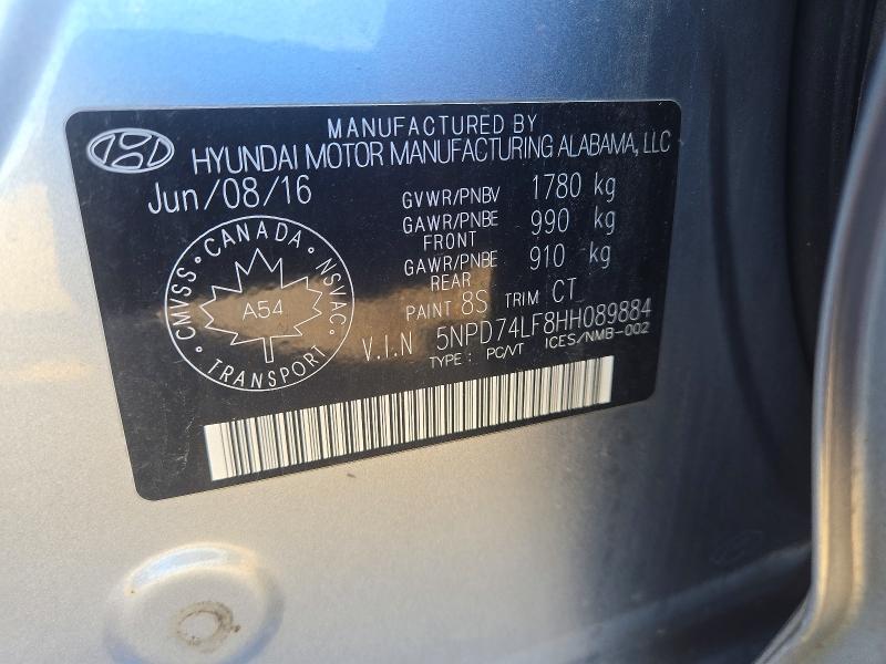 66583586 :رقم المزاد ، 5NPD74LF8HH089884 vin ، 2017 Hyundai Elantra مزاد بيع