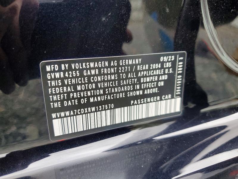 69054726 :رقم المزاد ، WVWWA7CDXRW137570 vin ، 2024 Volkswagen Gti مزاد بيع