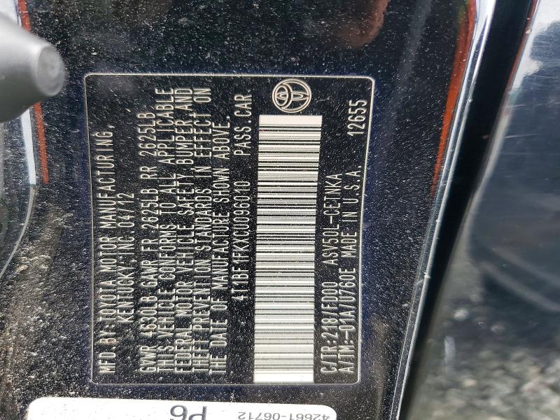 68433376 :رقم المزاد ، 4T1BF1FKXCU096010 vin ، 2012 Toyota Camry مزاد بيع