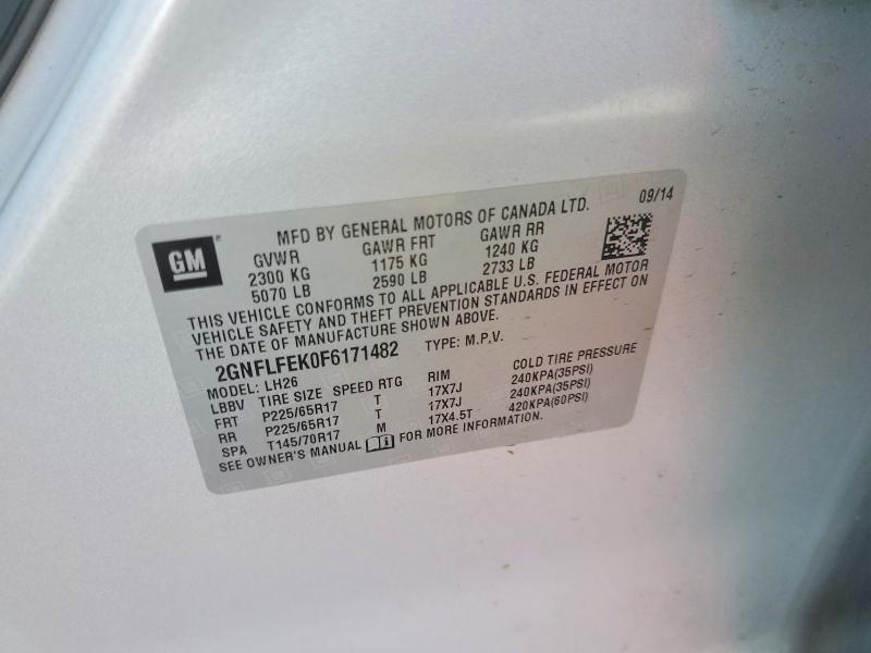 2015 Chevrolet Equinox მანქანა იყიდება აუქციონზე, vin: 2GNFLFEK0F6171482, აუქციონის ნომერი: 70483026
