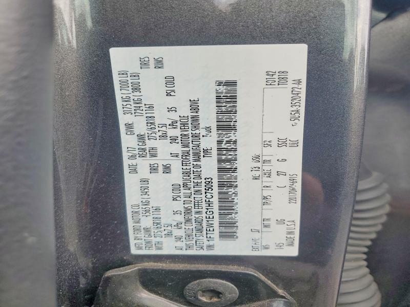 Продаж на аукціоні авто 2017 Ford F150, vin: 1FTEW1EG1HFC75093, номер лоту: 70048386