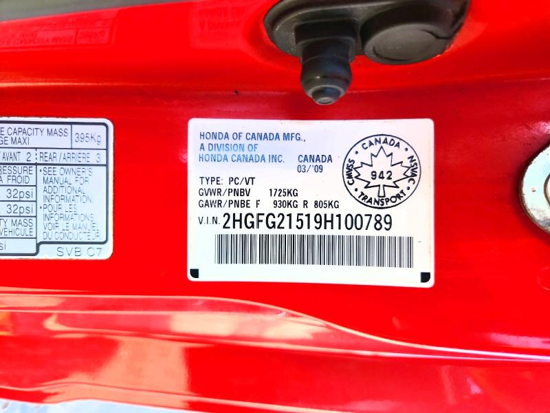 2009 Honda Civic მანქანა იყიდება აუქციონზე, vin: 2HGFG21519H100789, აუქციონის ნომერი: 67788546