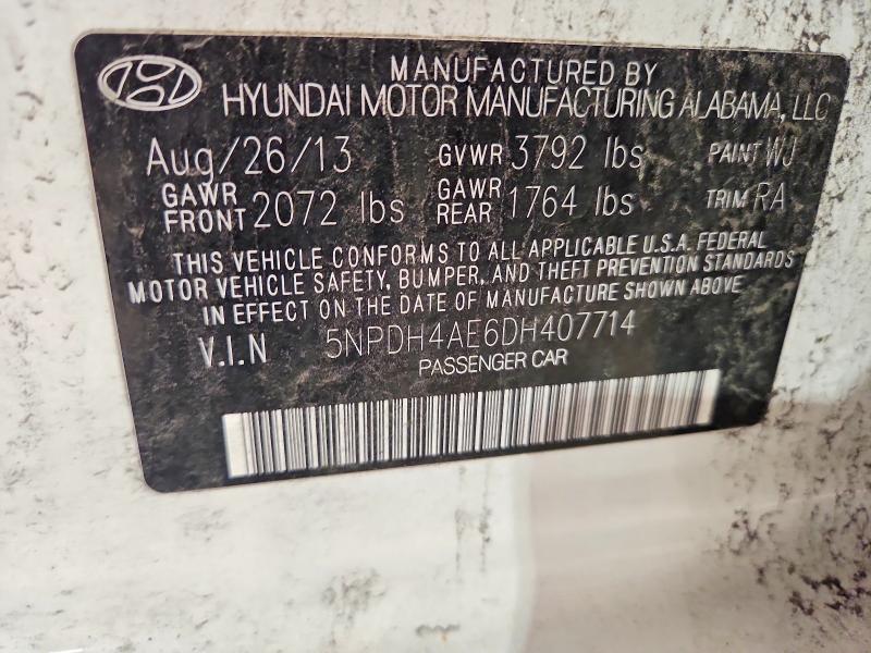 68328996 :رقم المزاد ، 5NPDH4AE6DH407714 vin ، 2013 Hyundai Elantra مزاد بيع